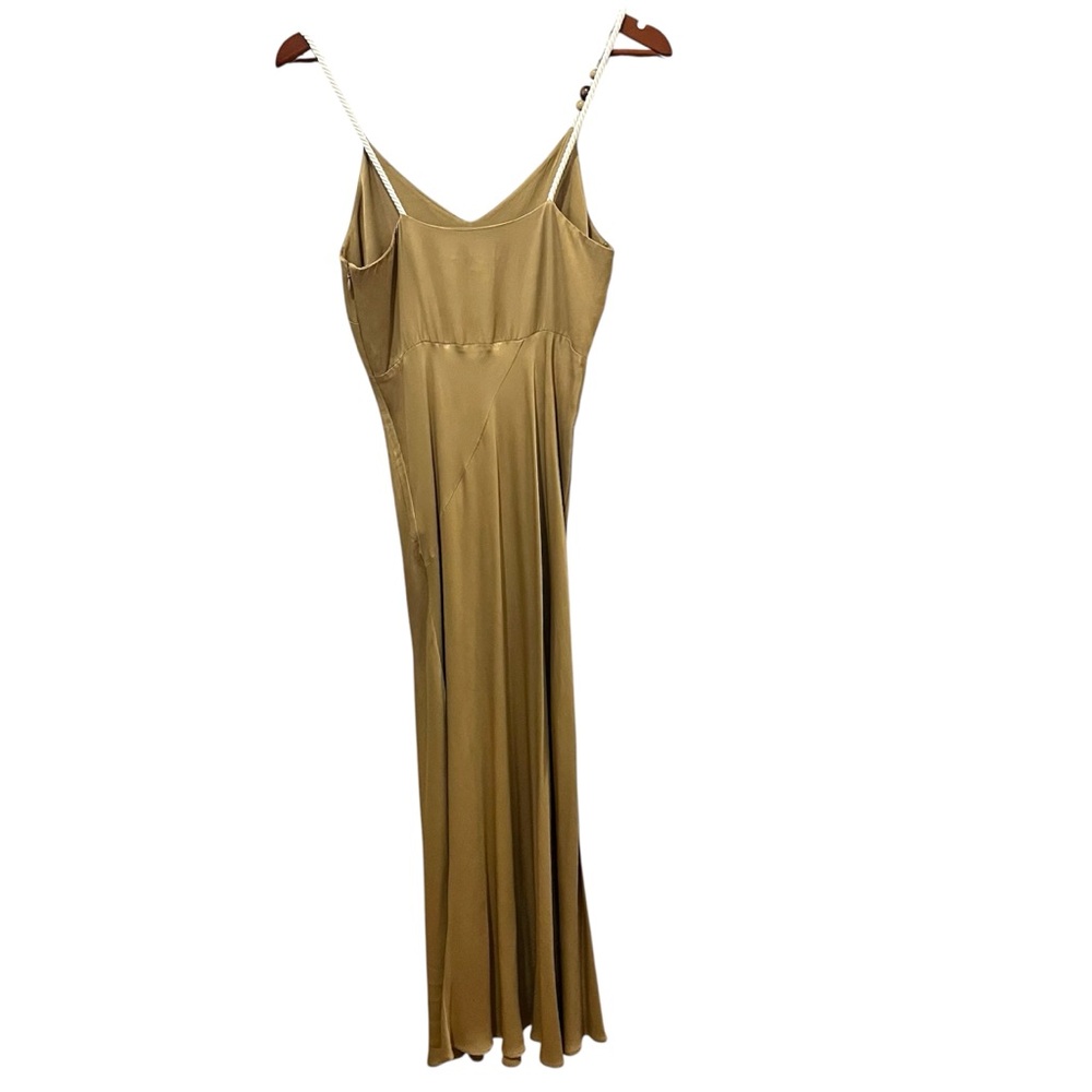 & OTHER STORIES Rope Strap Midi Satin Slip Dress Wedding Guest Cocktail Tan Sz 4 - Picture 7 of 14